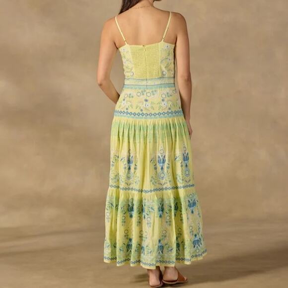 Sundance Dress Small Maxi Embroidered Floral Tiered Cotton Silk Beach Resort EUC - Picture 2 of 11